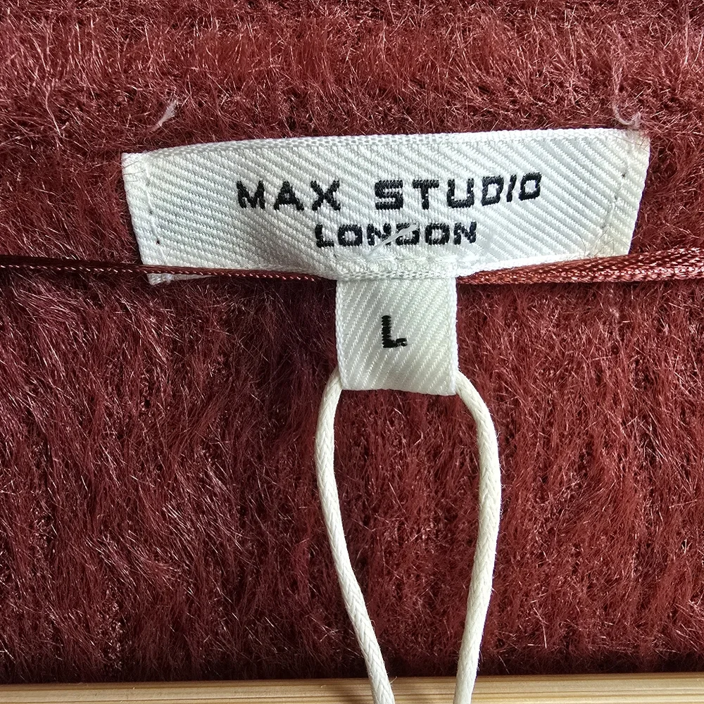 NWT MAX STUDIO LONDON Long Sleeve Open Teddy Soft Cardigan Patch Pockets Size L